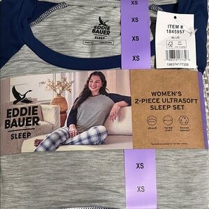 Eddie Bauer Women's Ultrasoft Pajama Set - Blue and Gray